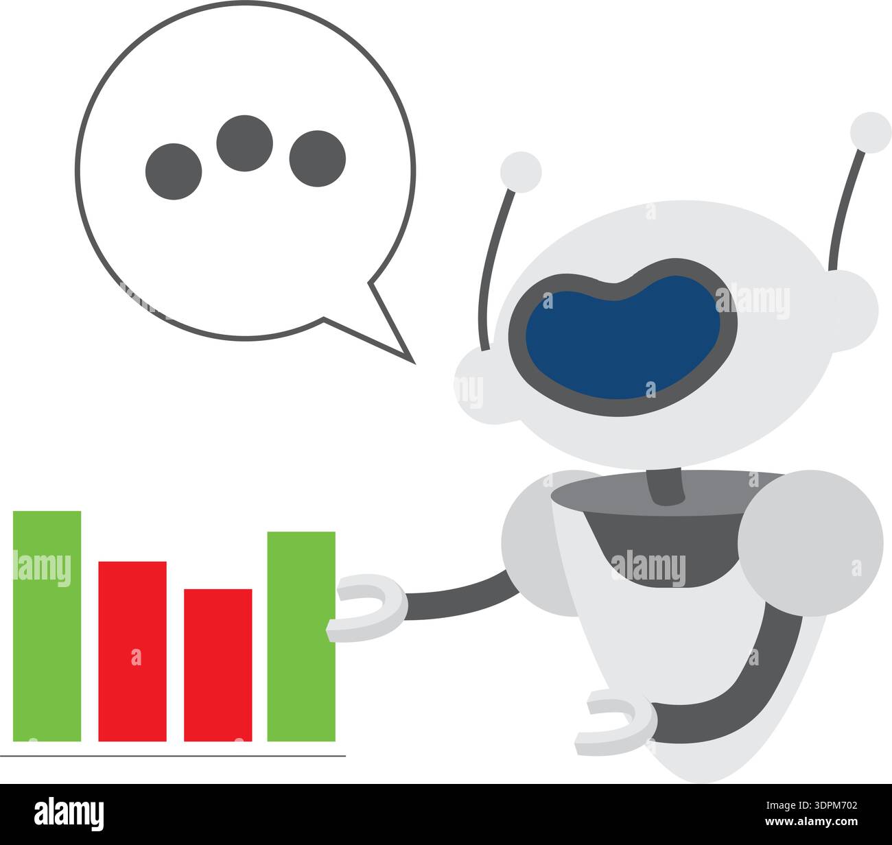Robot Presenting Bar Chart Data Stock Vector