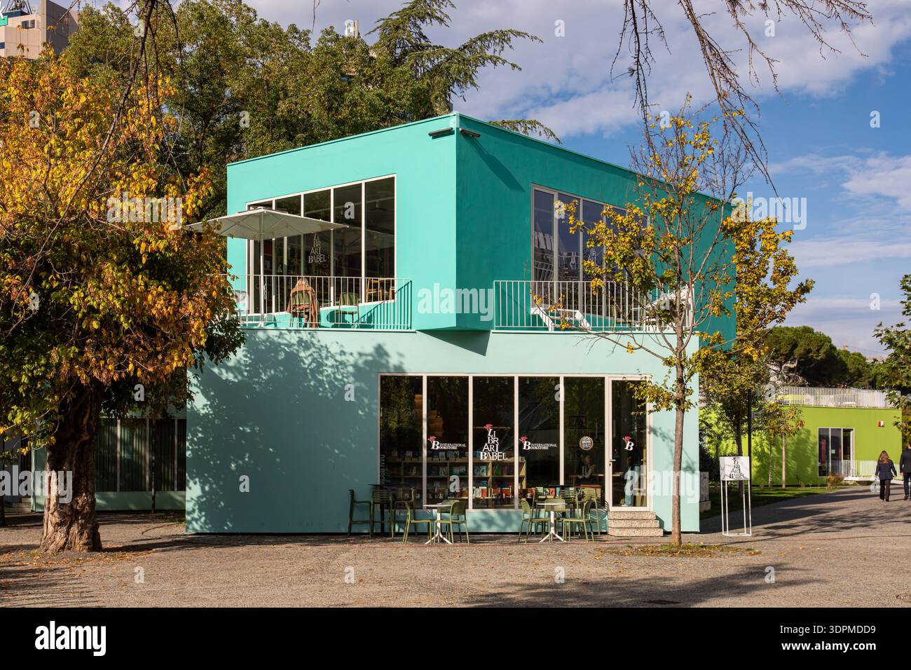 Modular architecture of Librari Babel, international bookstore and book café, located next to Tirana Pyramid in Tirana, Albania Stock Photo