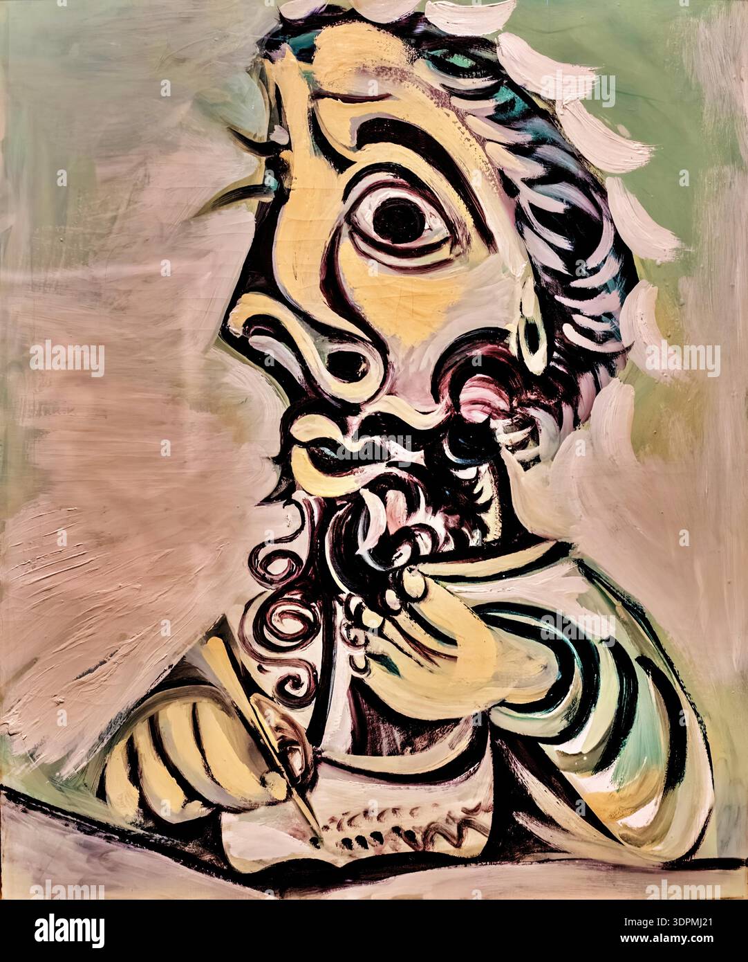 Pablo Man Pablo Picasso Bust of a Writing Man (1971), oil on canvas, Mougins ...