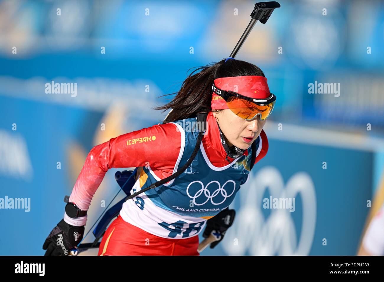 Anterselva. 15th Feb, 2026. Meng Fanqi of China competes during the ...