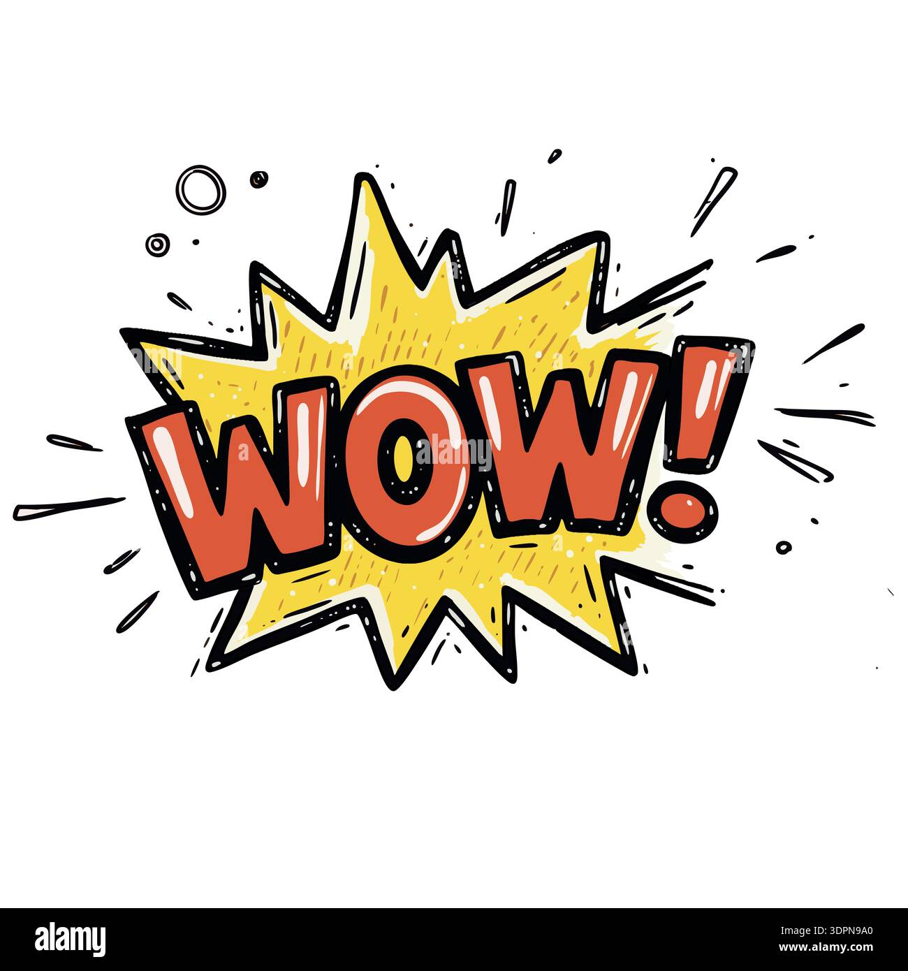Hand drawn comic style WOW Stock Vector