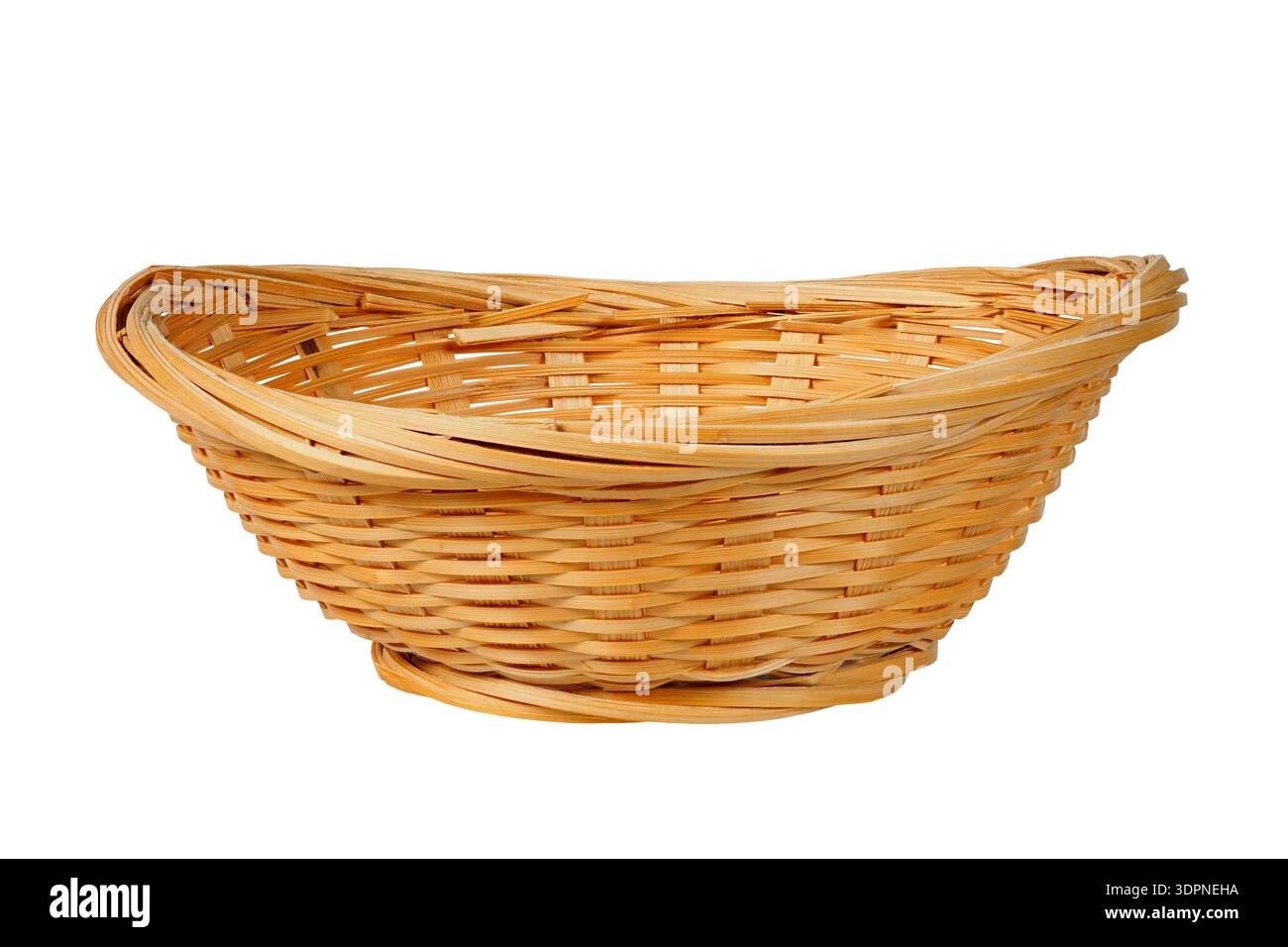 Empty wicker basket on white background Stock Photo