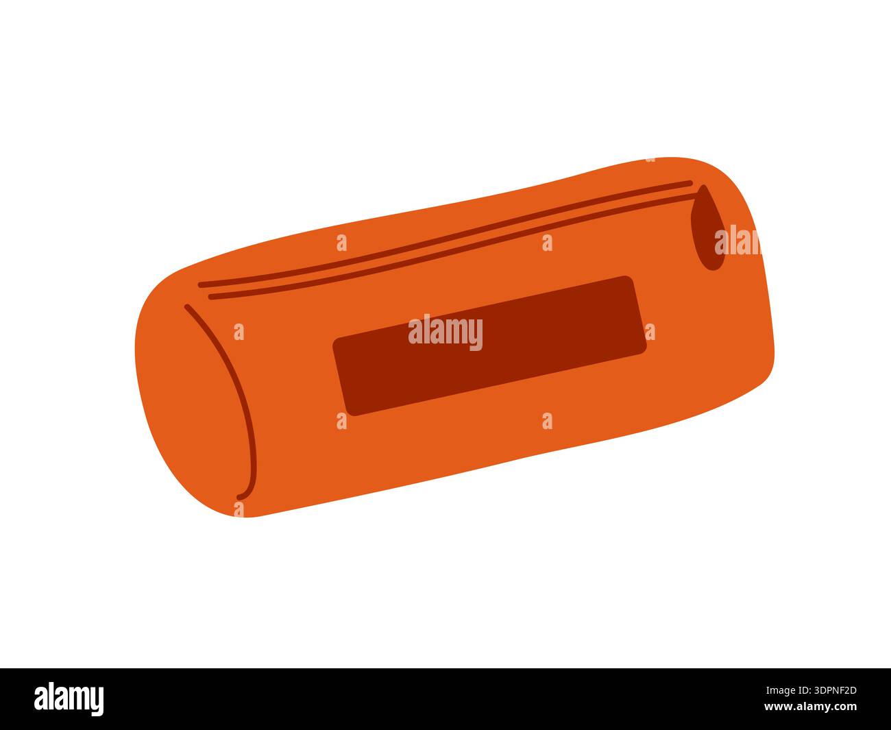 Cylindrical fabric pencil case with zipper for pencils and pens. Vector illustration for school supplies, retail packaging. Stock Vector