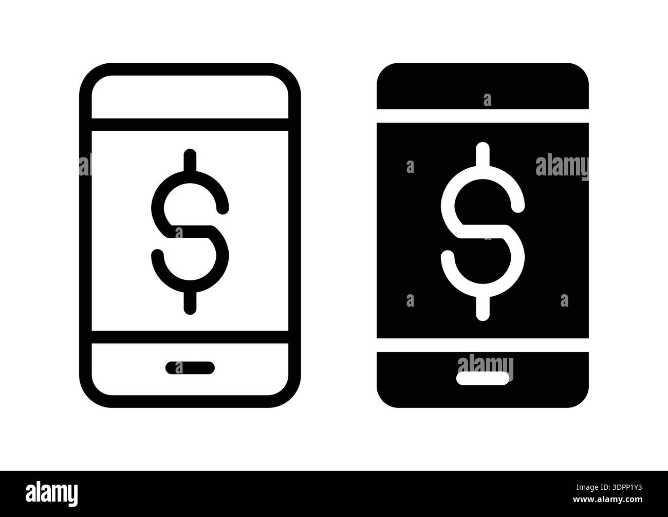 This image showcases two mobile device icons displaying a dollar sign, ideal for representing financial technology concepts in various media. Stock Vector