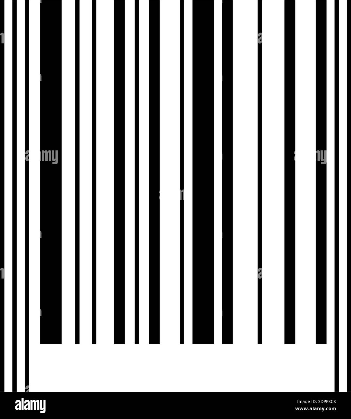 Striped barcode label template isolated on white background. Blank bar code tag. Visual data digital representation with product information for Stock Vector