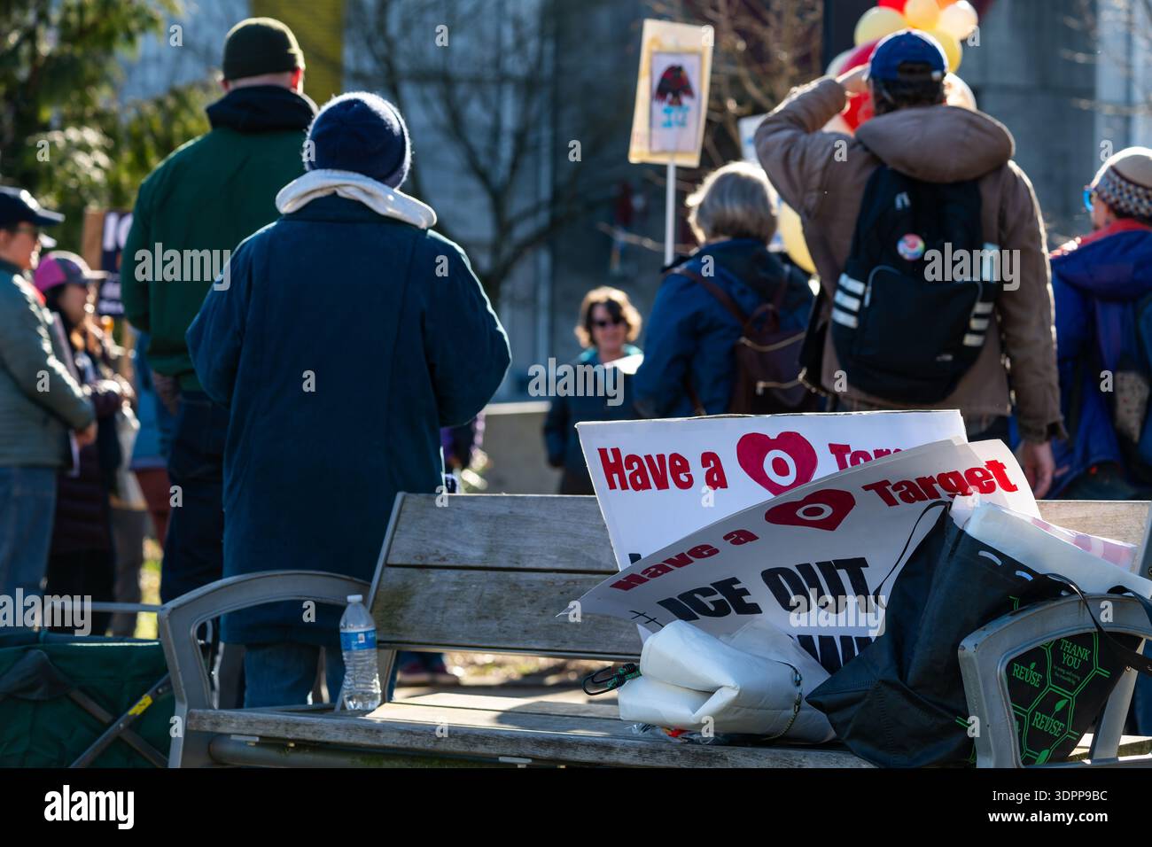 Seattle, USA. 15th Feb 2026. Anti-Ice Protestors gather outside the ...