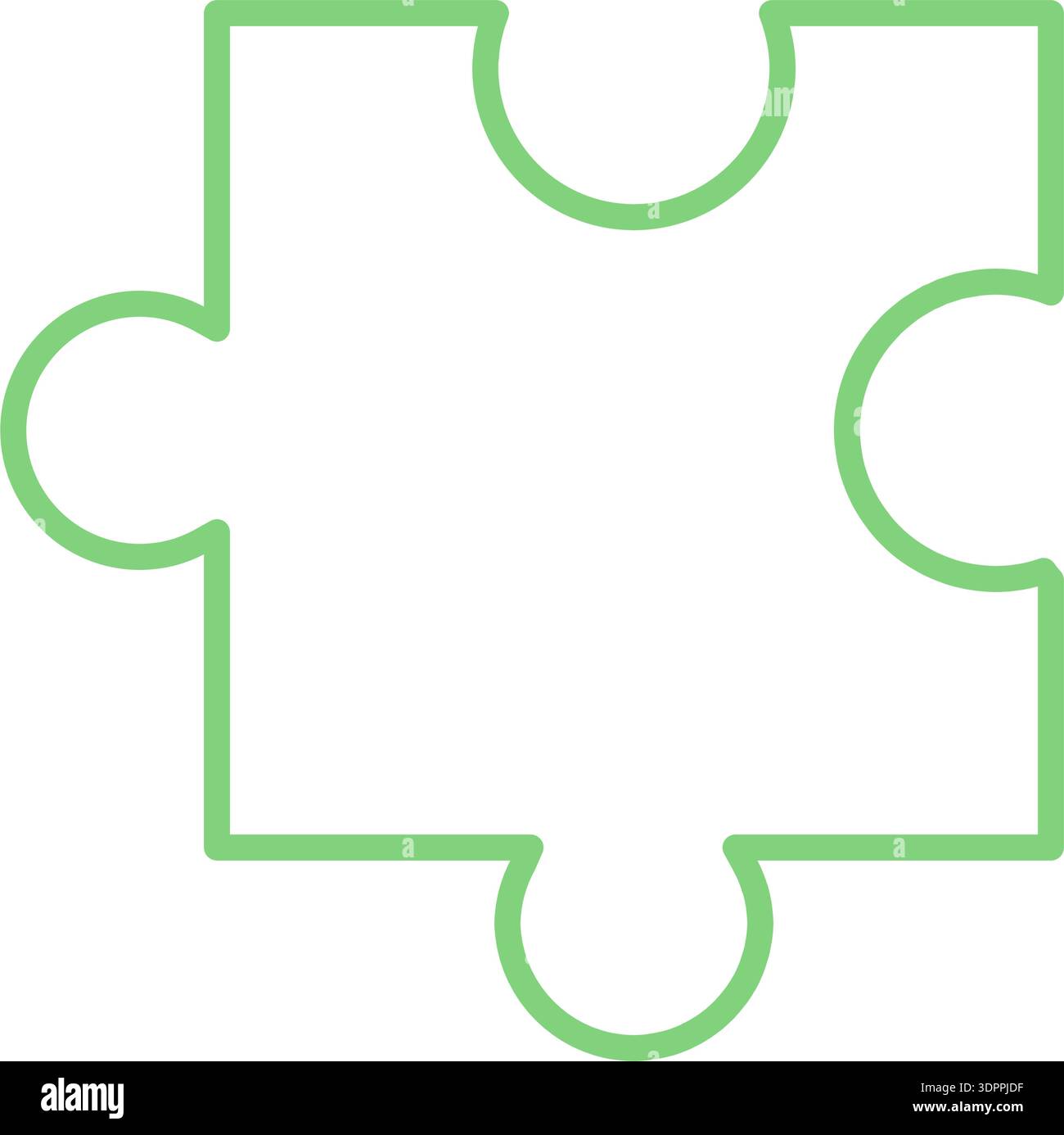 Flat Outline Jigsaw Puzzle Piece Stock Vector