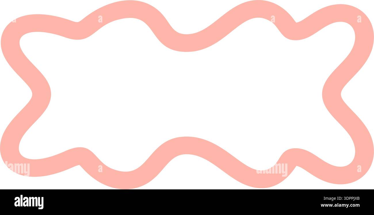 Groovy Retro Wavy Rectangle Bubble Frame Stock Vector