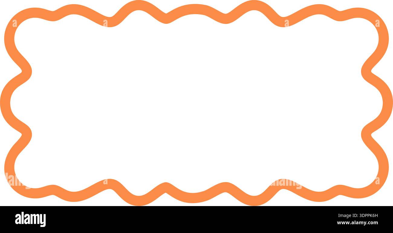 Groovy Wavy Rectangle Frame Outline Stock Vector