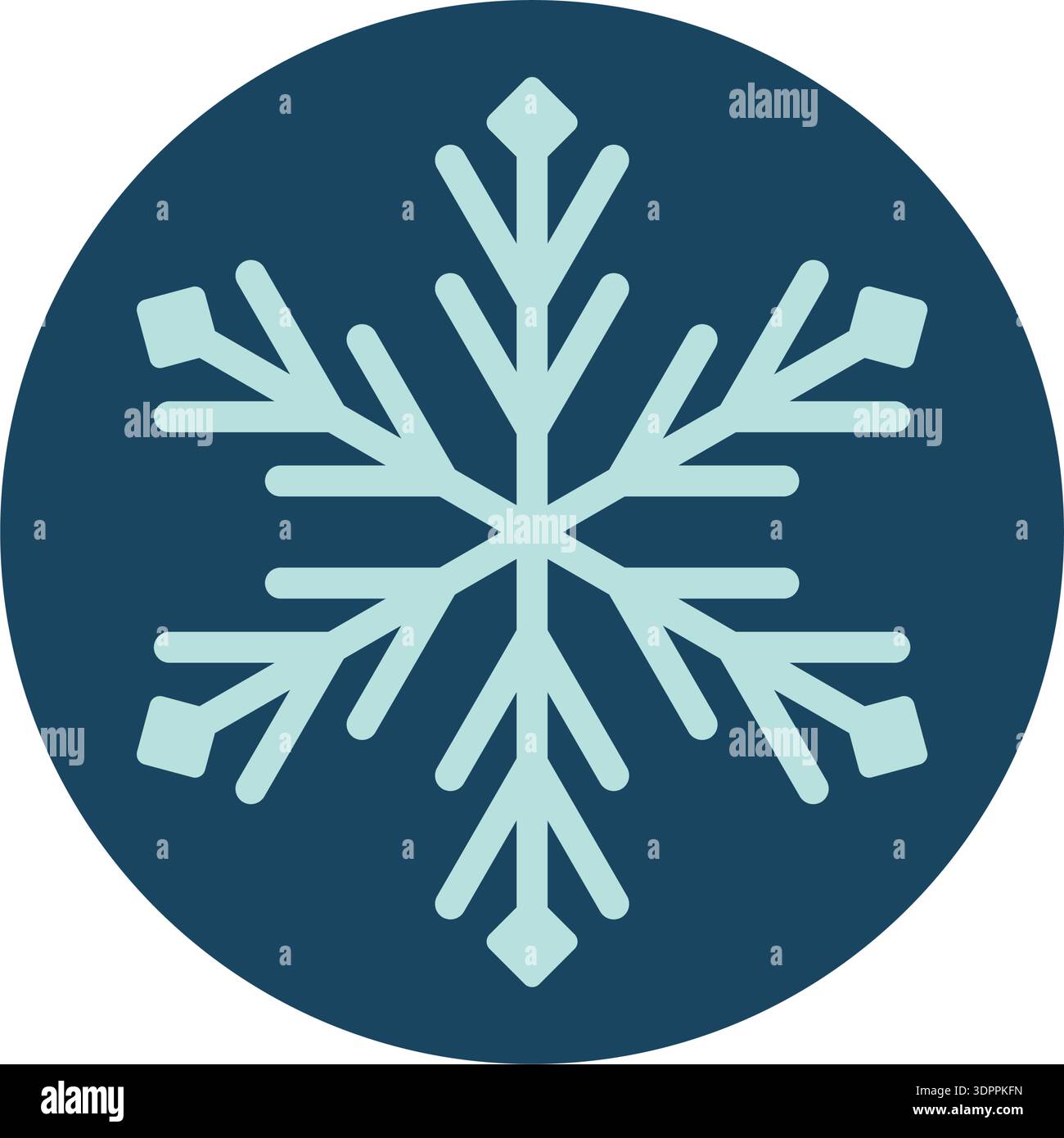 Blue Circle Snow Flake Label Icon Stock Vector