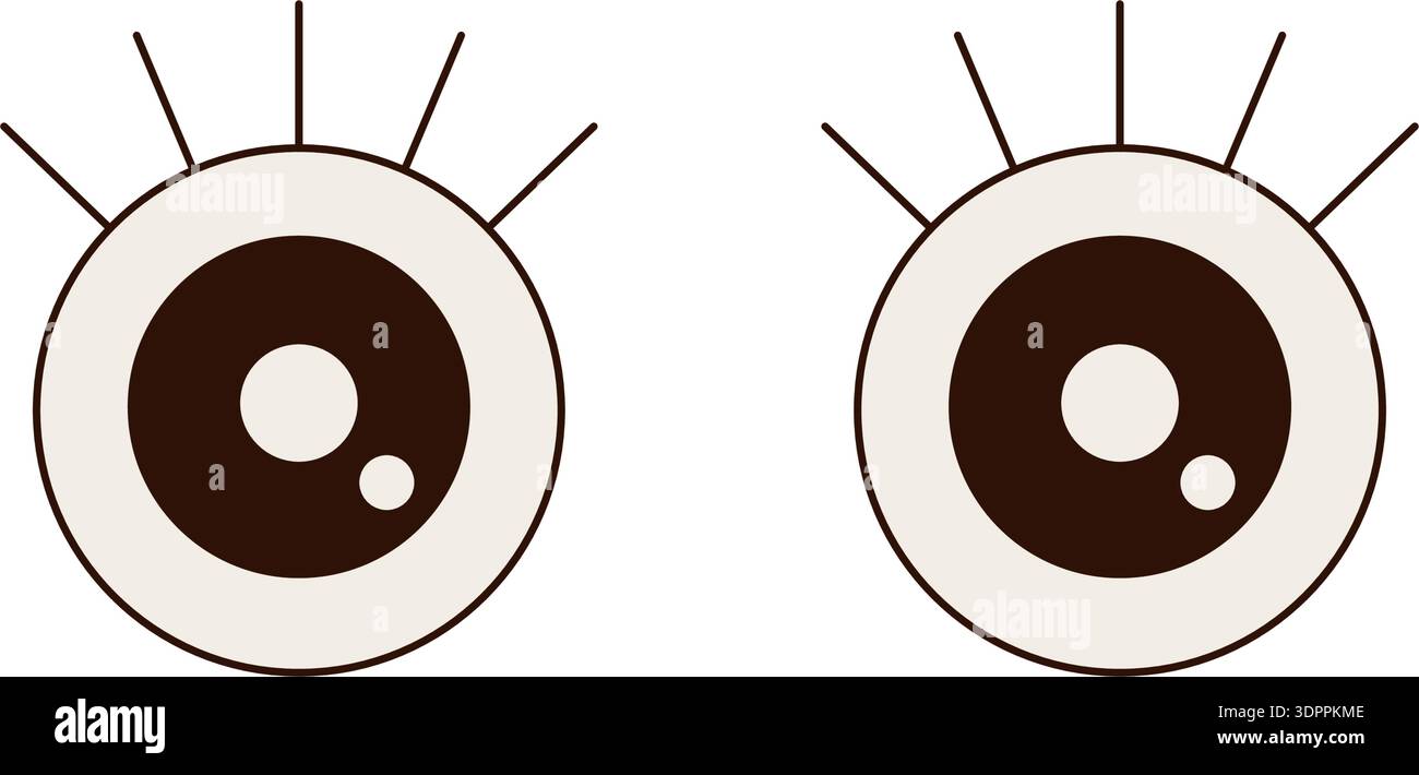 Groovy Retro Eye Icon Flat Black Stock Vector