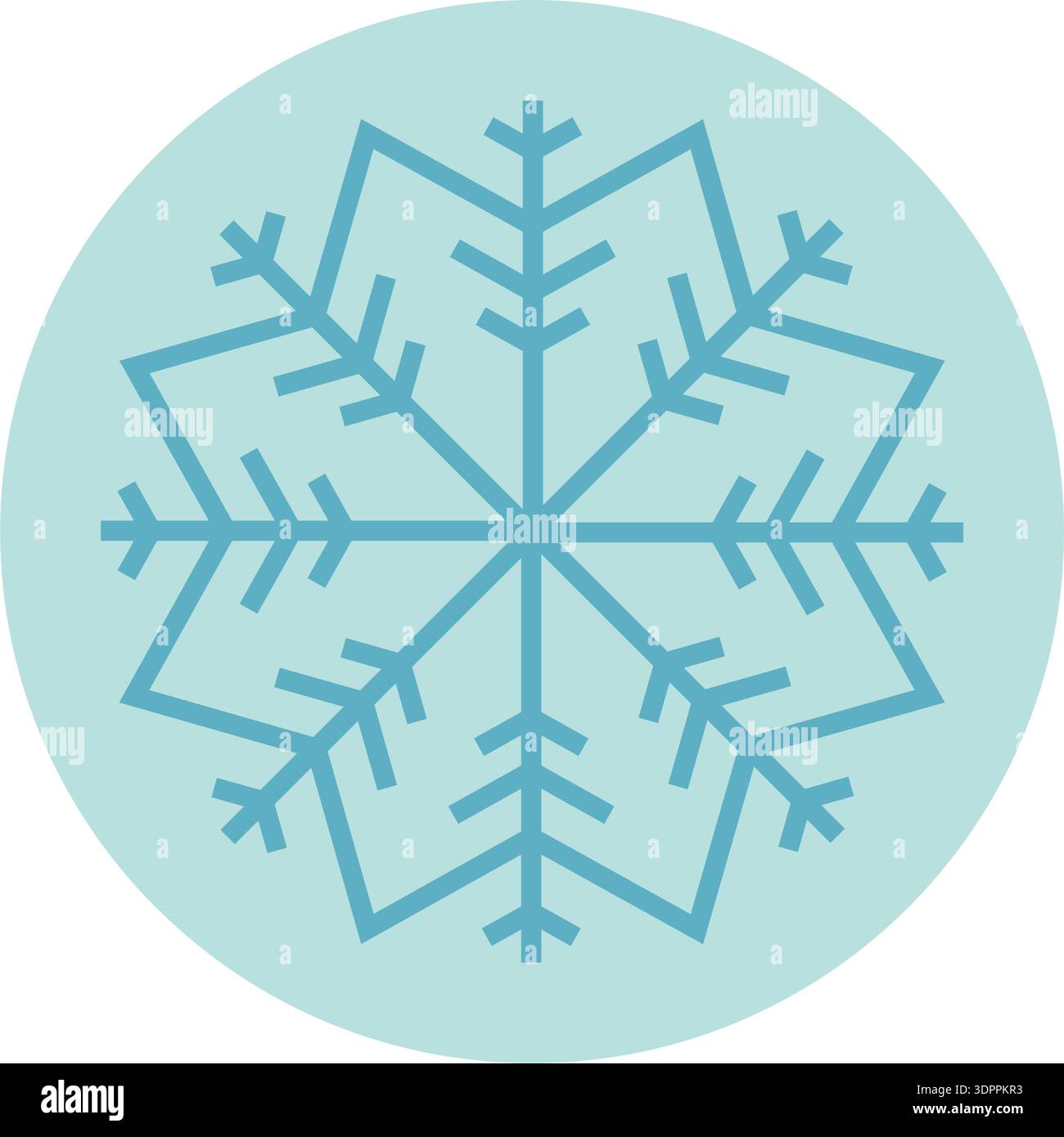 Blue Snowflake Outline Circle Label Stock Vector