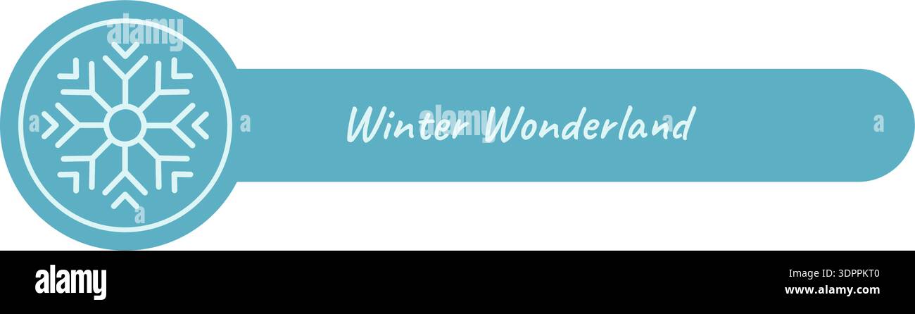Winter Snow Flake Line Label Blue Stock Vector