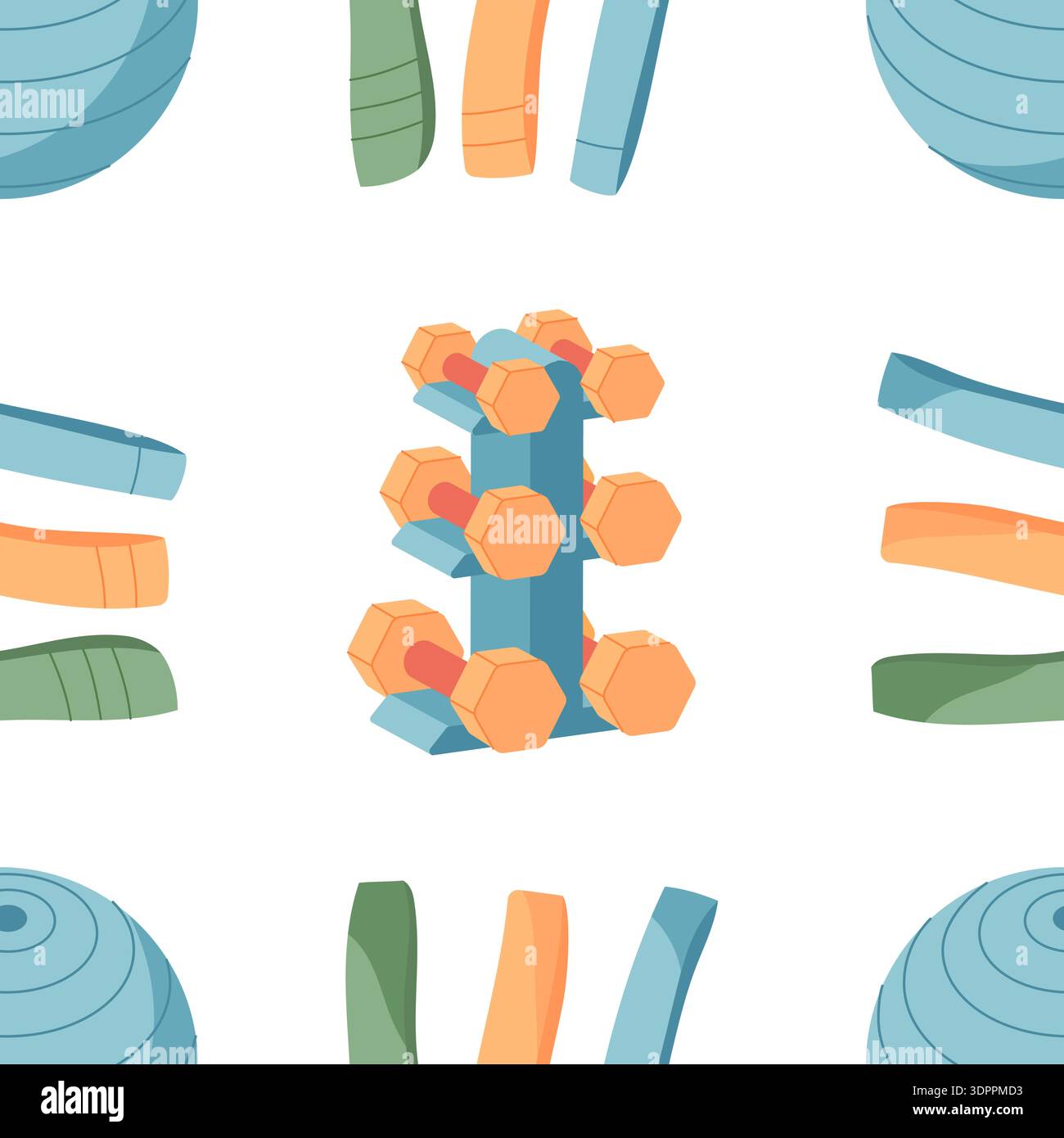 Seamless Flat Dumbbell Pattern Stock Vector