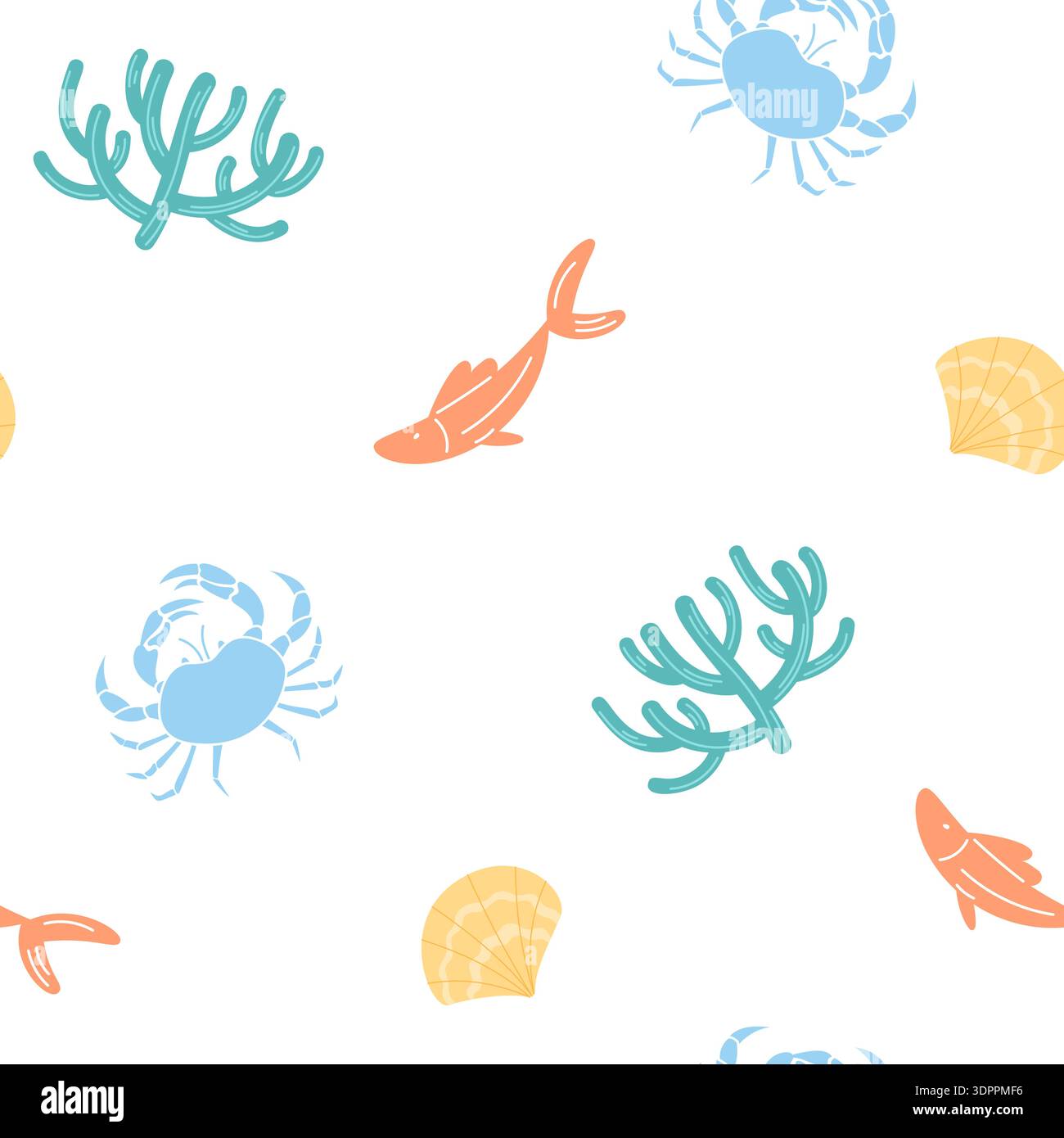 Seamless Cartoon Underwater Marine Pattern Stock Vector