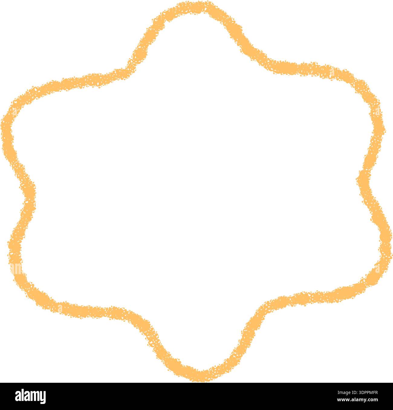 Groovy Orange Wavy Crayon Outline Frame Stock Vector