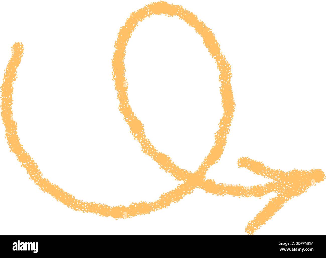 Hand Drawn Orange Swirl Crayon Arrow Stock Vector