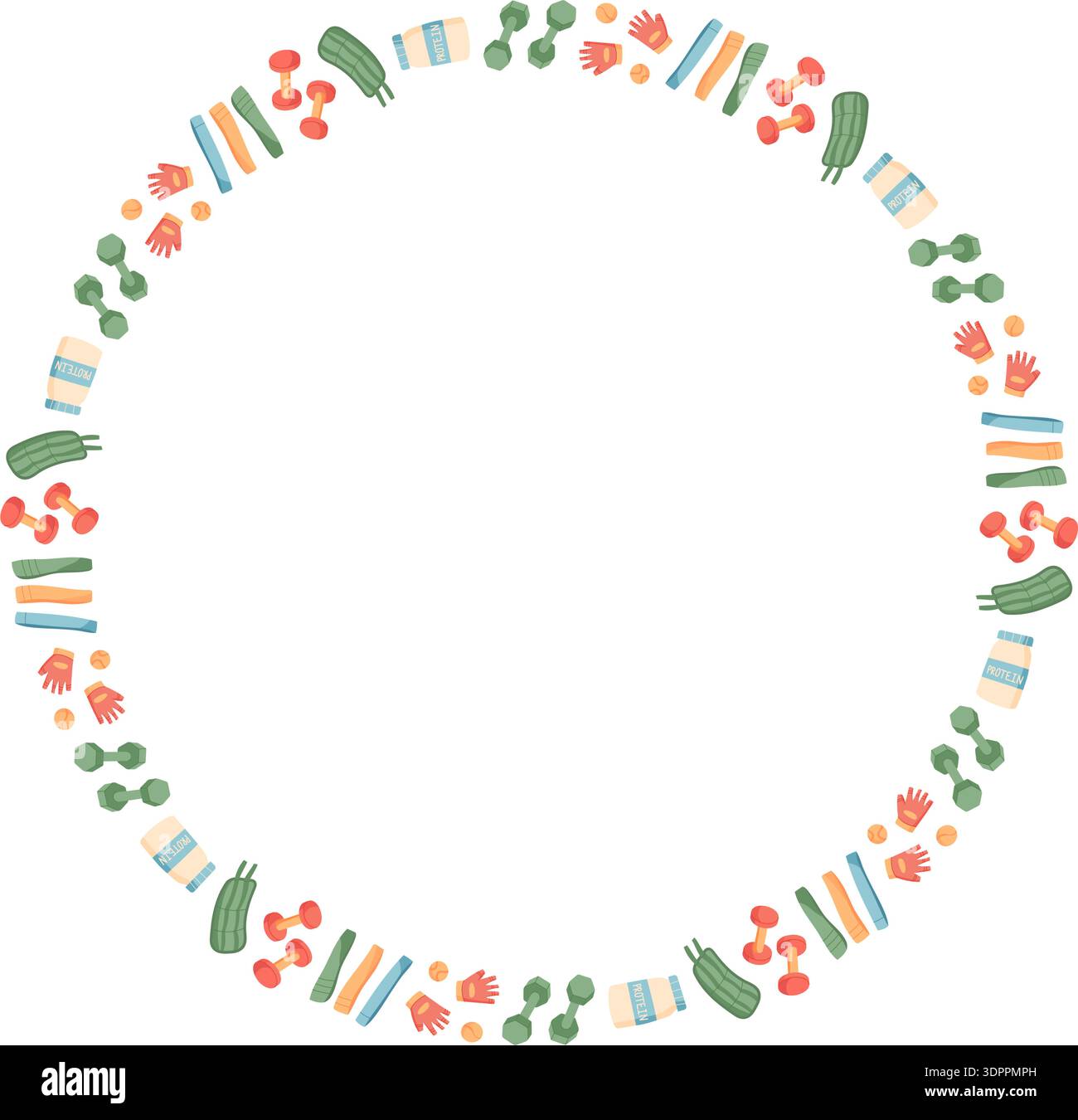 Minimal Round Fitness Pattern Border Stock Vector