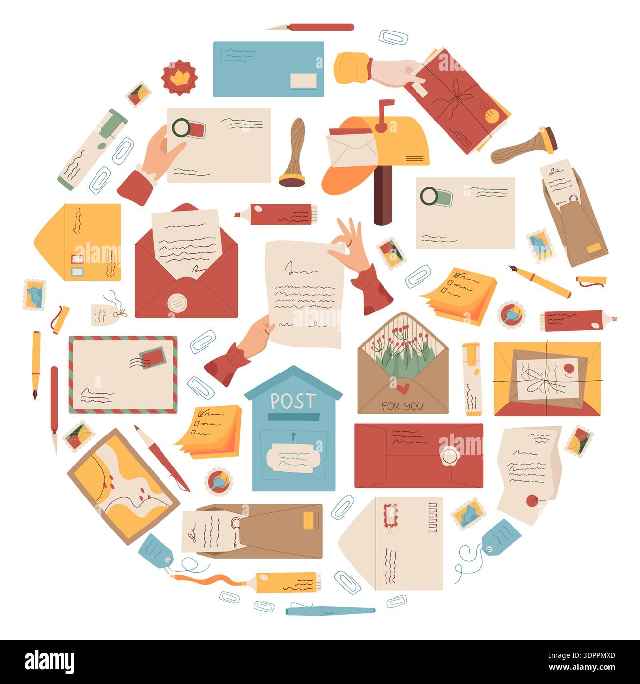 Mail Letter Sticker Flat Cartoon Icon Stock Vector
