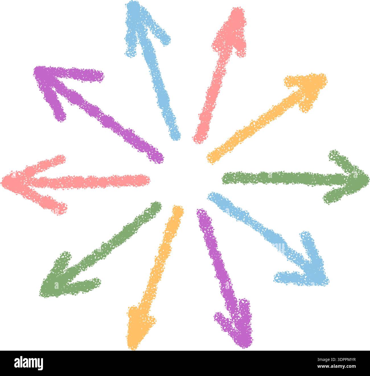Pastel Chalk Hand Drawn Arrow Icon Stock Vector