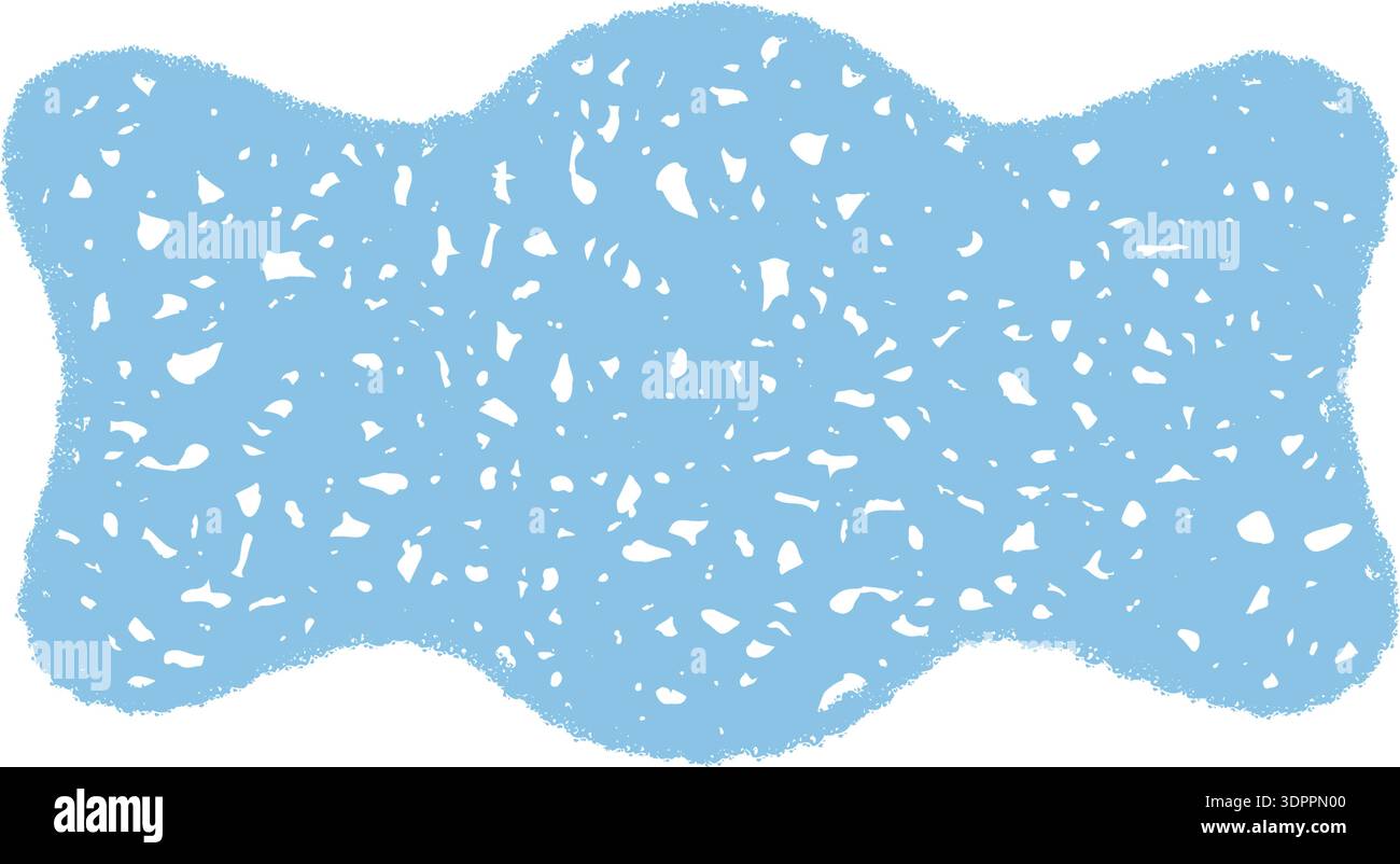 Groovy Wavy Blue Crayon Rectangle Shape Stock Vector