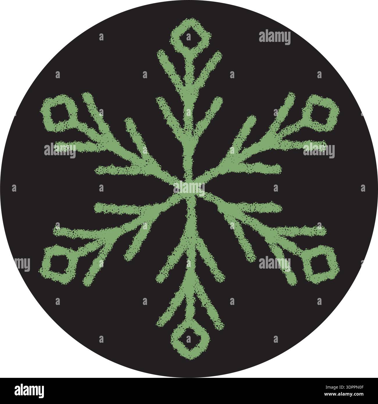 Crayon Snowflake Sticker Ornament Circle Stock Vector