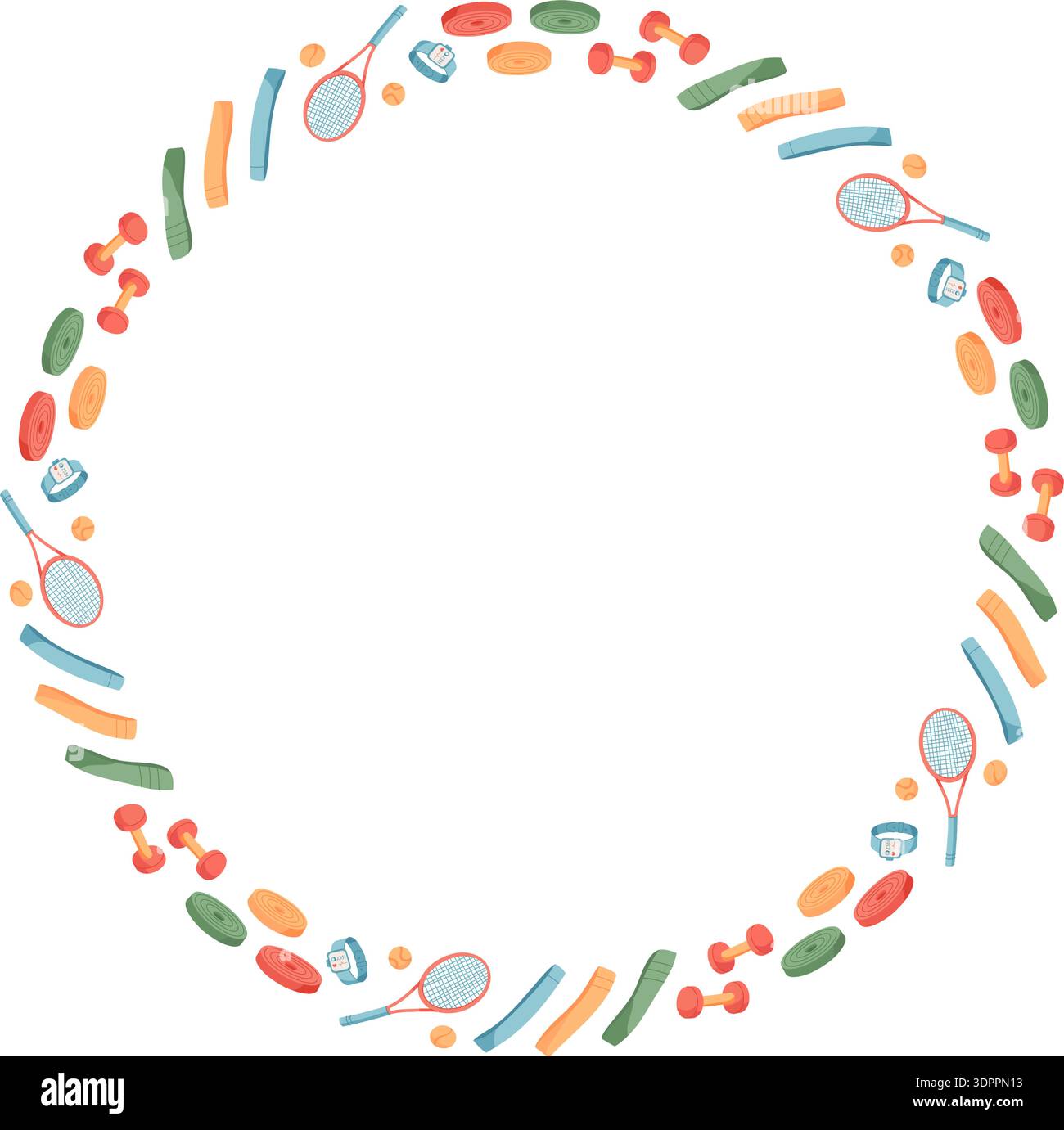 Colorful Minimal Round Sport Frame Stock Vector