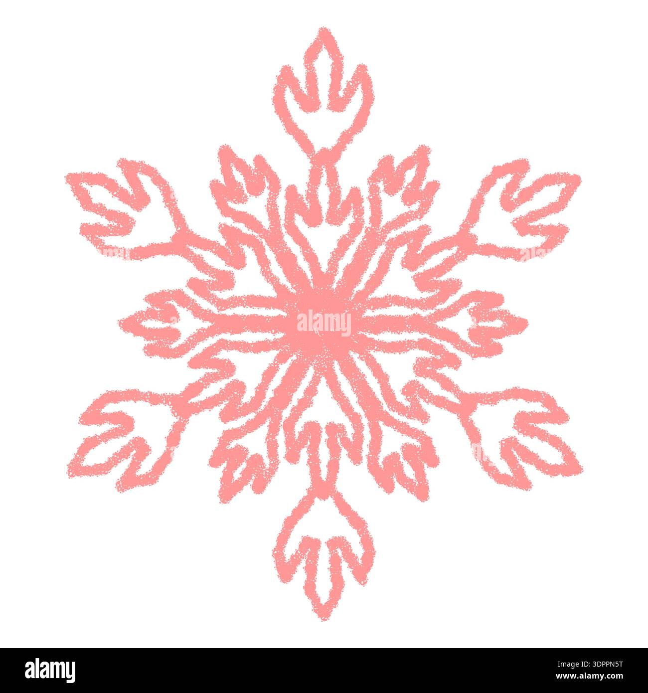 Pink Crayon Snowflake Sketch Ornament Stock Vector