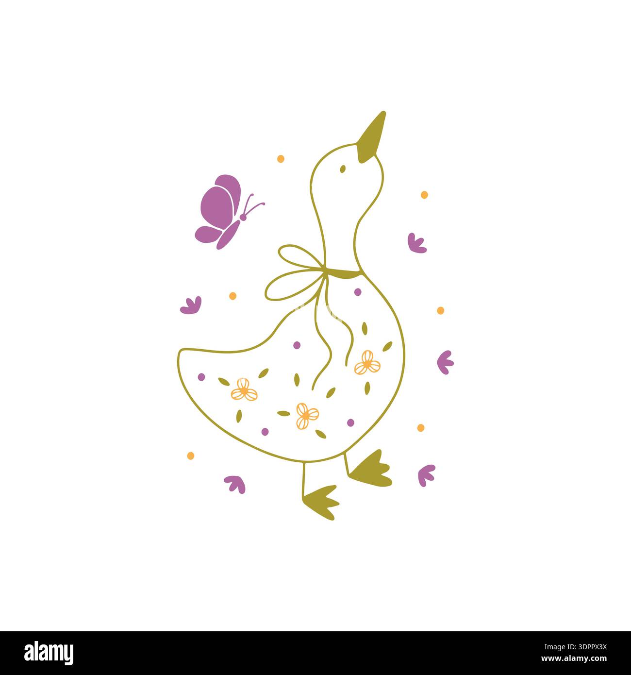 Hand drawn doodle spring goose. Stock Vector