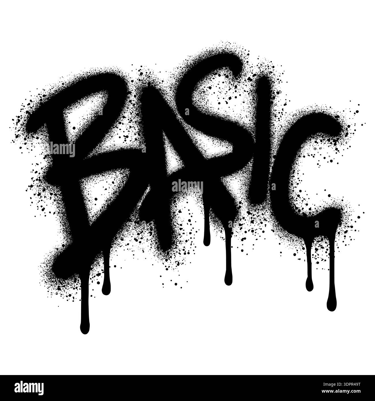 BASIC text in graffiti style on white background. Stock Vector