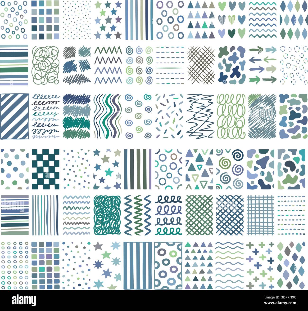 Abstract Geometric Pattern Set, Modern Seamless Shapes and Decorative Design Elements Collection Stock Vector