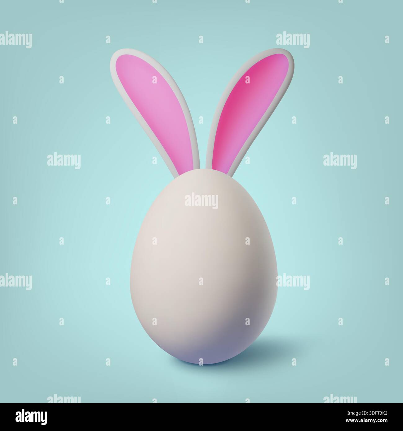 3D Easter egg whit bunny ears. Happy Easter.  Stock Vector