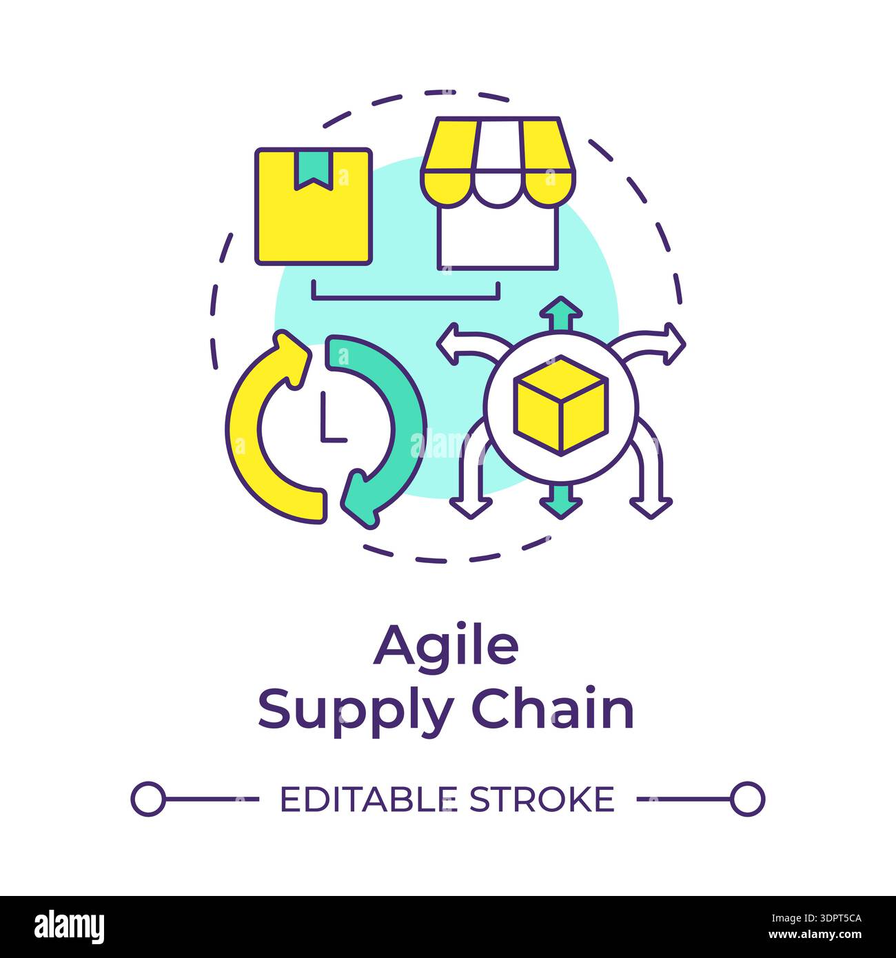 Agile supply chain multi color concept icon Stock Vector
