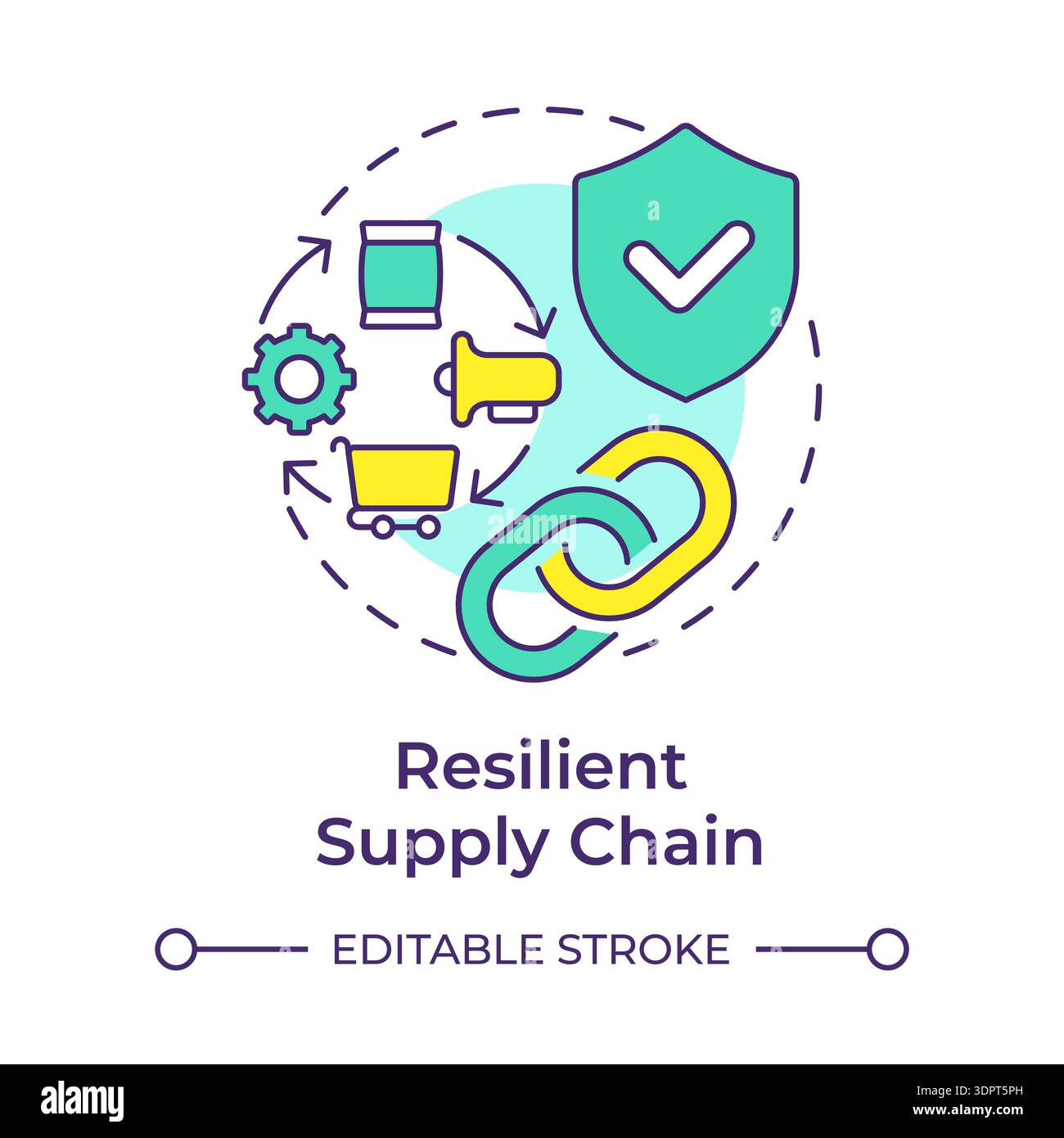 Resilient supply chain multi color concept icon Stock Vector