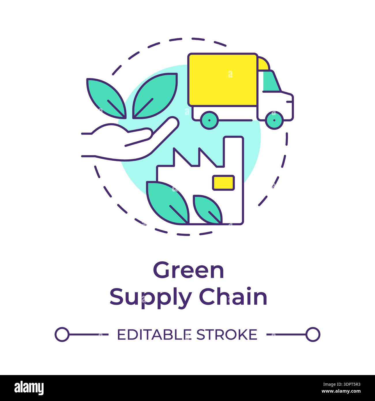 Green supply chain multi color concept icon Stock Vector