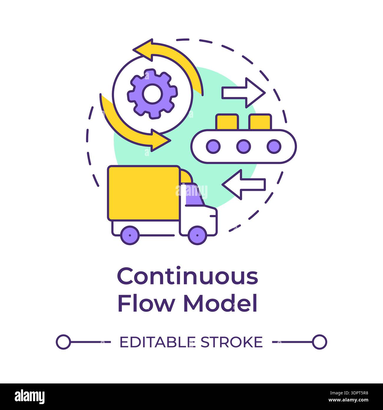 Continuous flow model multi color concept icon Stock Vector