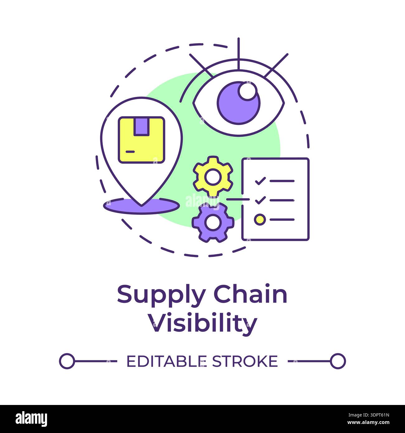 Supply chain visibility multi color concept icon Stock Vector