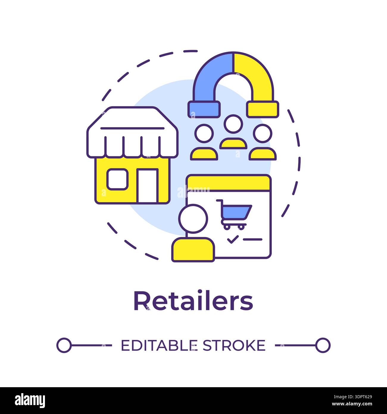 Retailers multi color concept icon Stock Vector