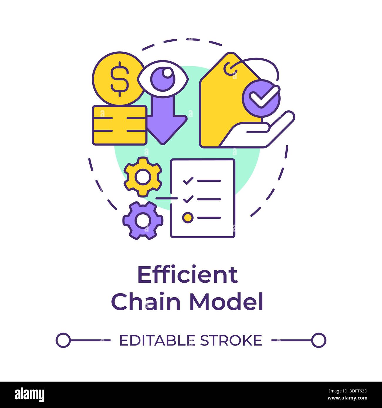 Efficient chain model multi color concept icon Stock Vector