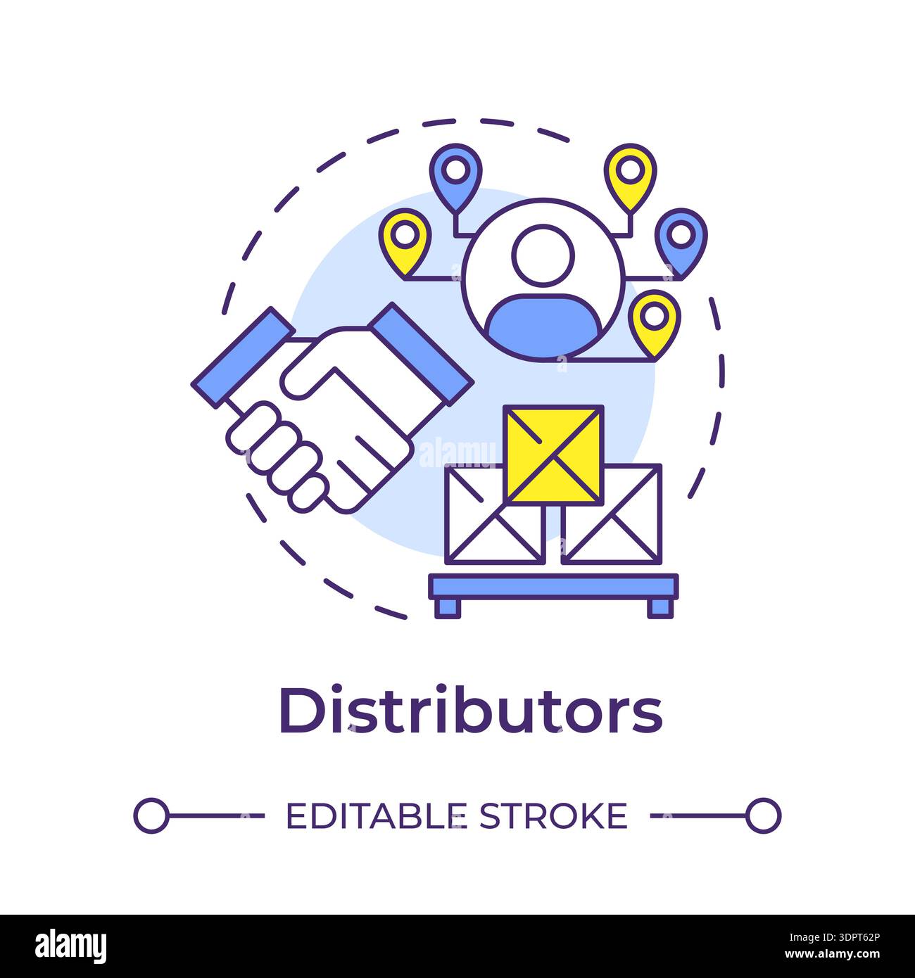 Distributors multi color concept icon Stock Vector