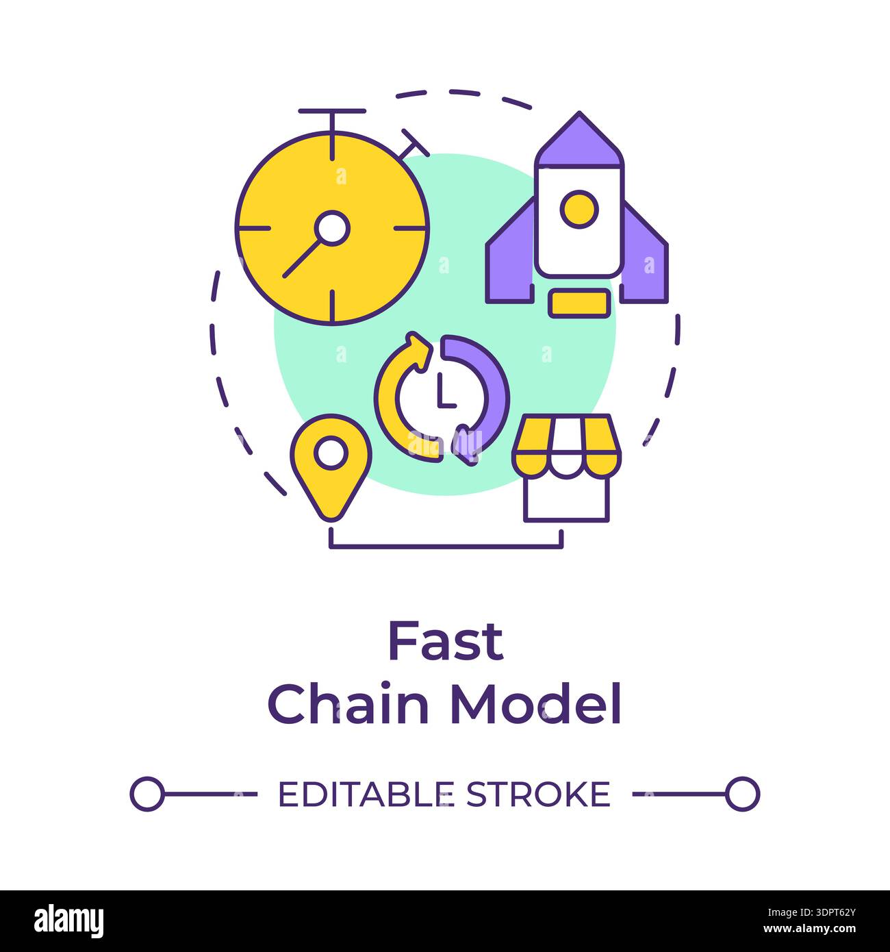 Fast chain model multi color concept icon Stock Vector