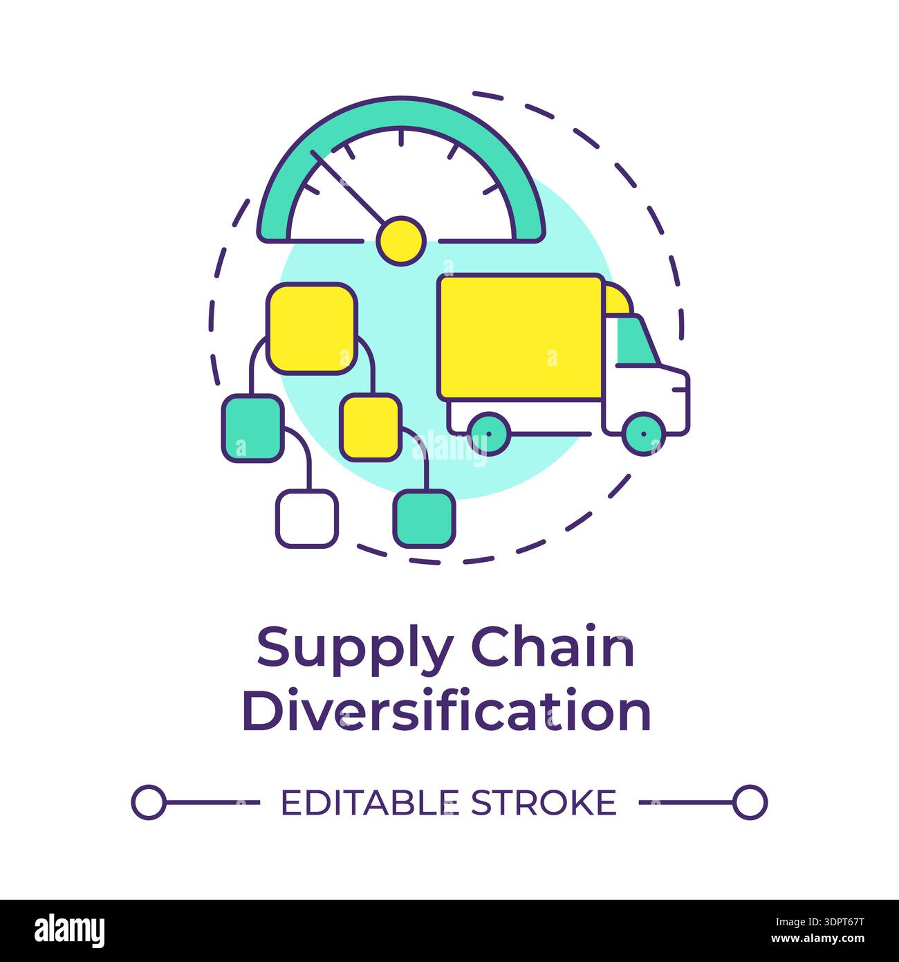 Supply chain diversification multi color concept icon Stock Vector