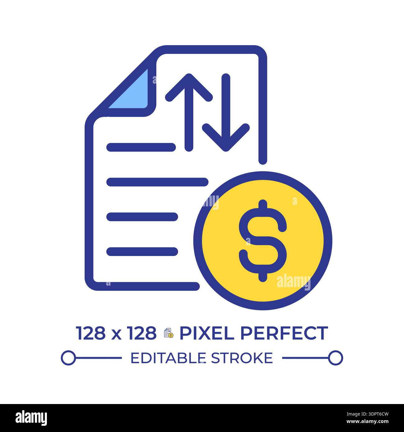 Cash flow statement pixel perfect line color icon Stock Vector