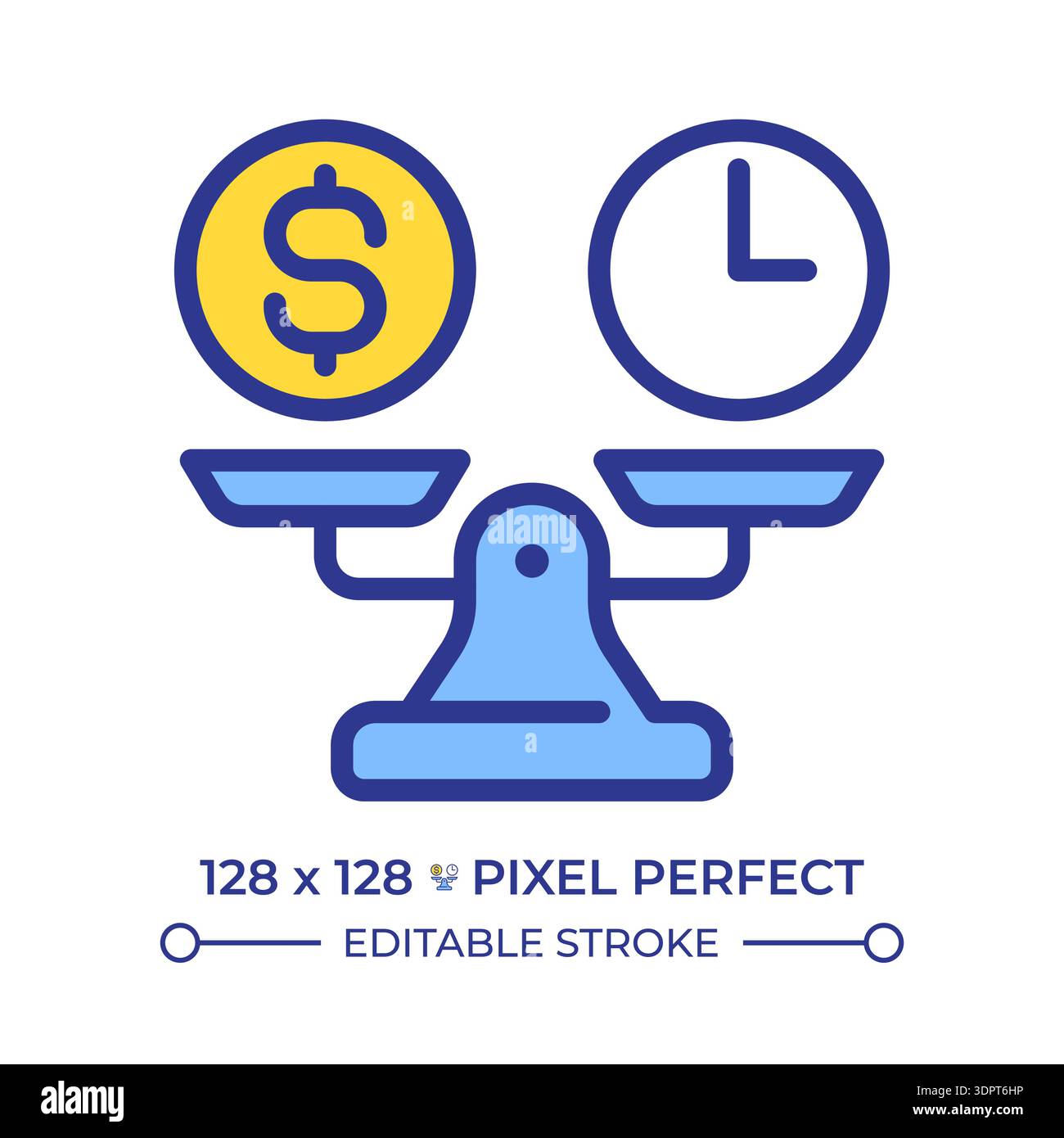 Break even point pixel perfect line color icon Stock Vector