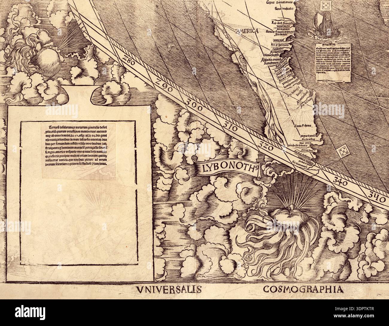 Waldseemüller map or Universalis Cosmographia of 1507 by Martin ...