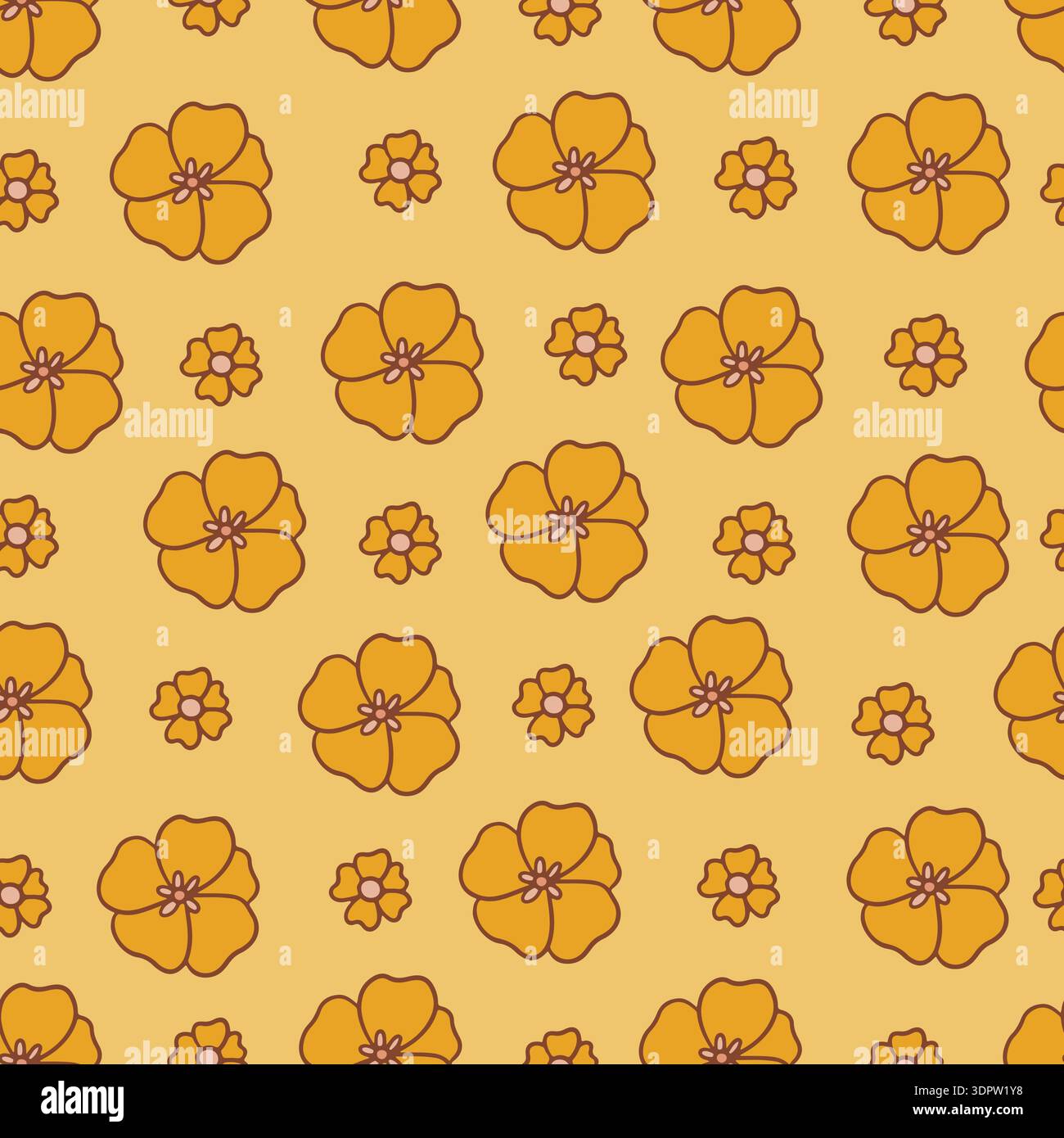 Retro floral groovy vector seamless pattern design Stock Vector
