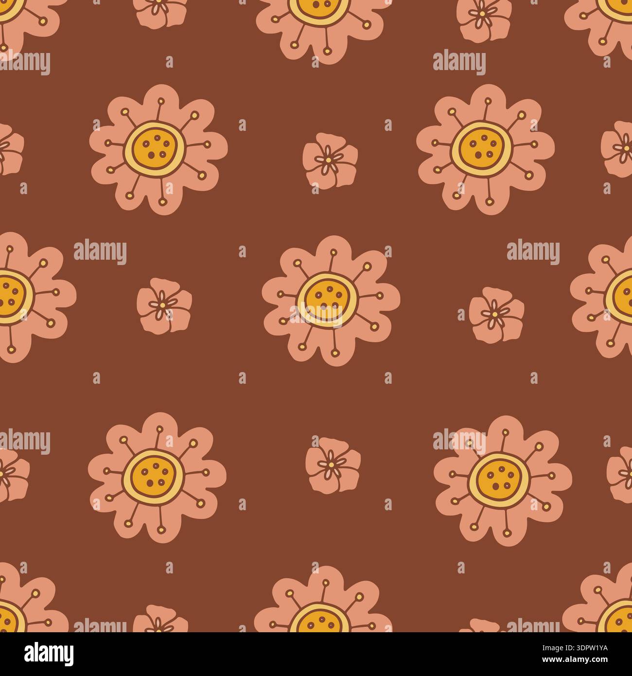 Retro floral groovy vector seamless pattern design Stock Vector