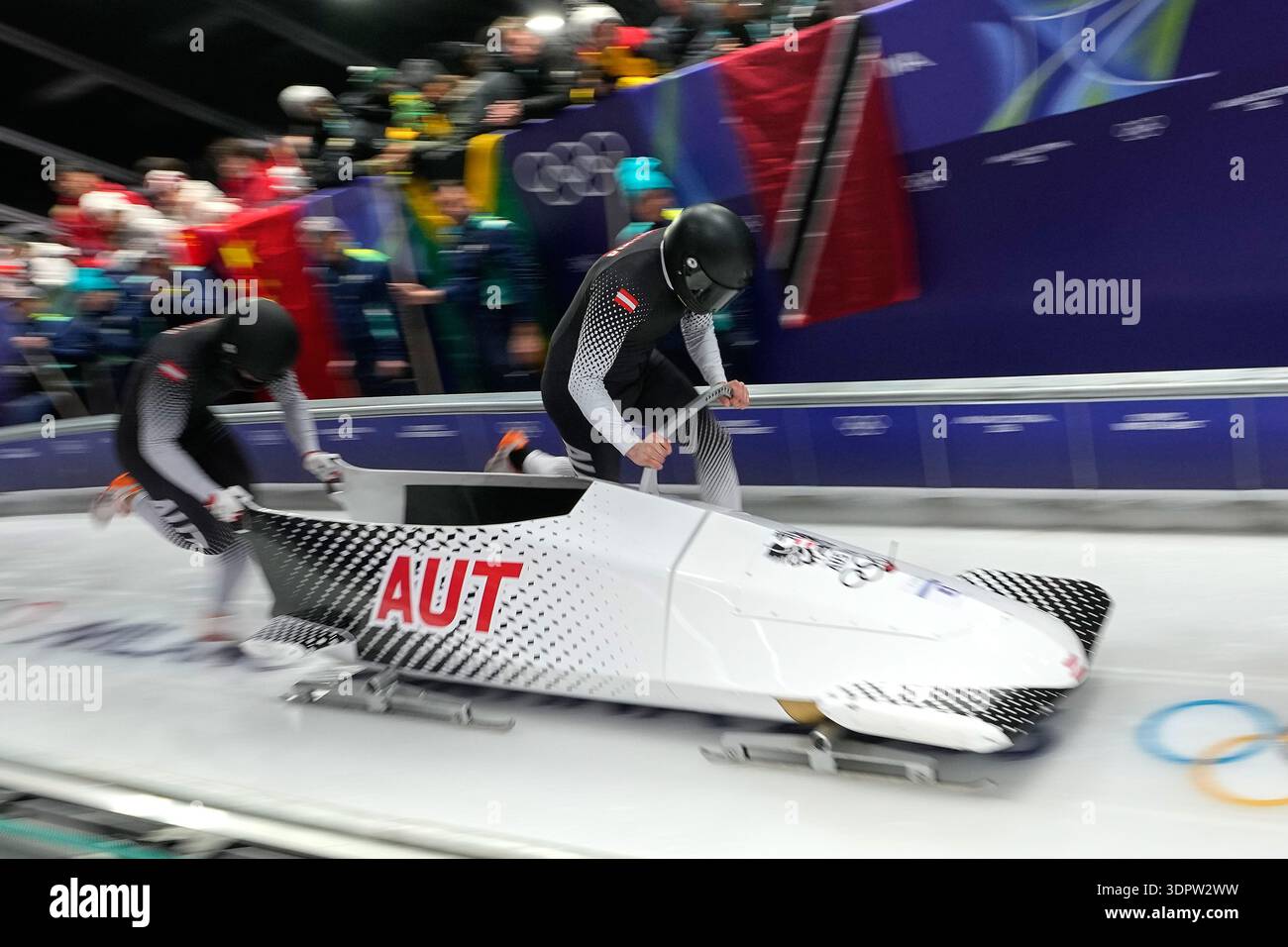 Austria's Markus Treichl, right, and Daniel Bertschler start for a two ...