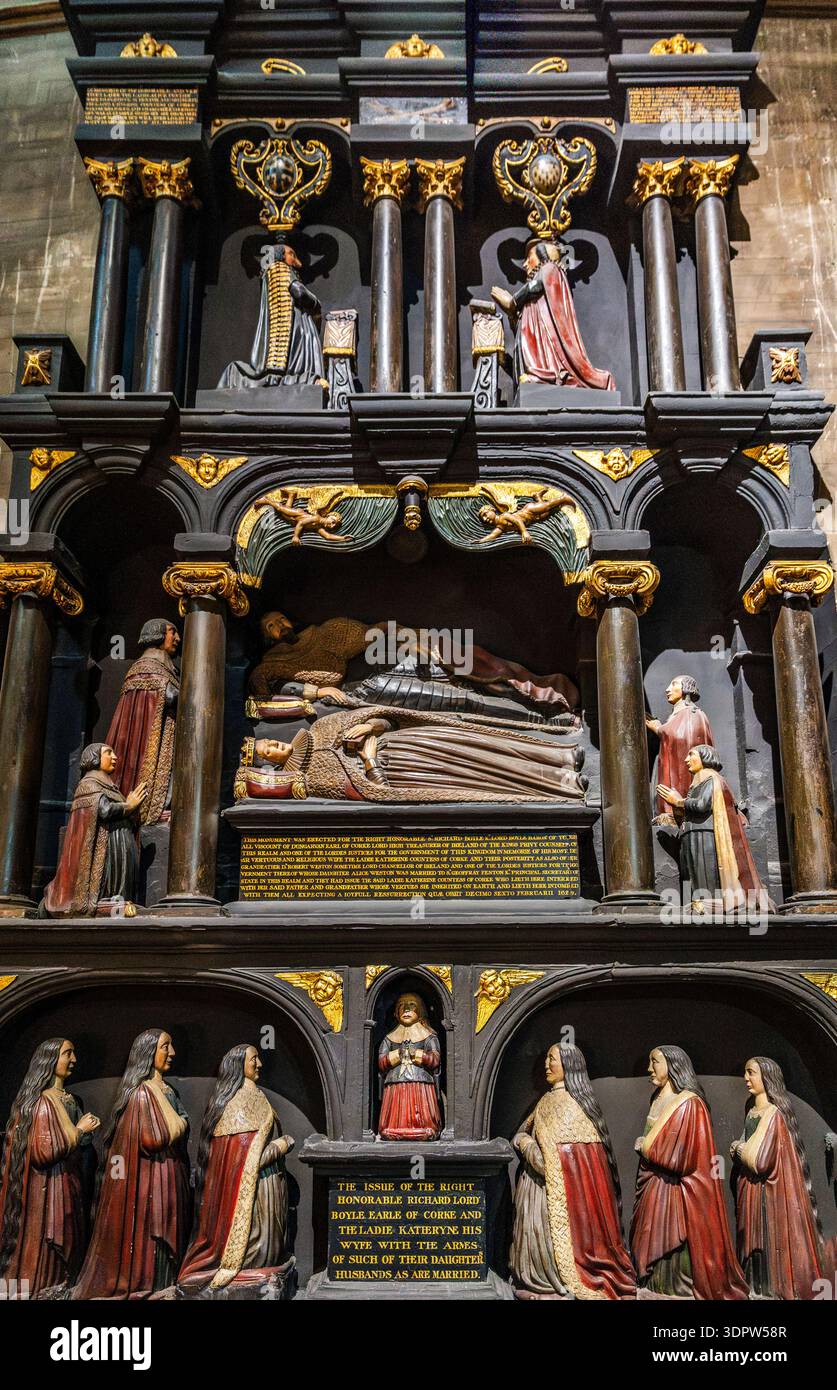 The Boyle Family Monument at the west end of St Patrick's Cathedral, erected in 1632 by Richard Boyle, 1st Earl of Cork, in Dublin, Ireland Stock Photo