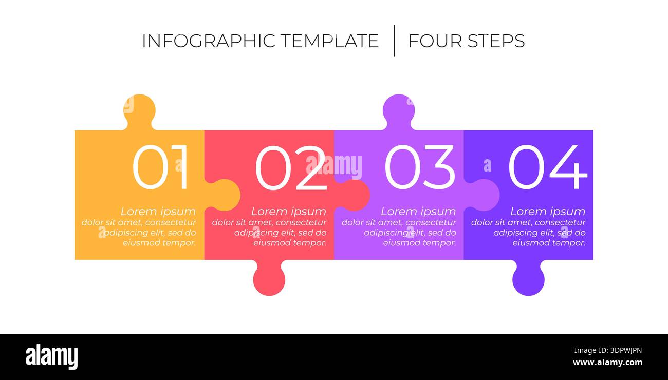 4 steps infographic template. Puzzle style timeline concept Stock Vector